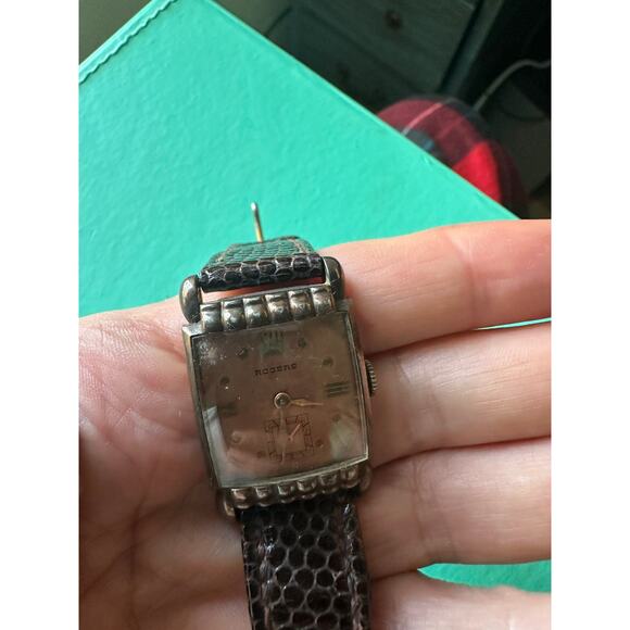 VINTAGE 1940\'s ROGERS ART DECO WATCH ORIGINAL DIAL WIND UP WORKING main image 5